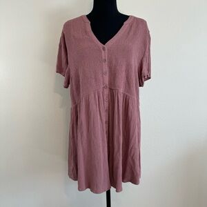 Torrid~‎ Women’s Mauve Baby Doll Button Down Short Sleeve Hi-Low Top Size 2X